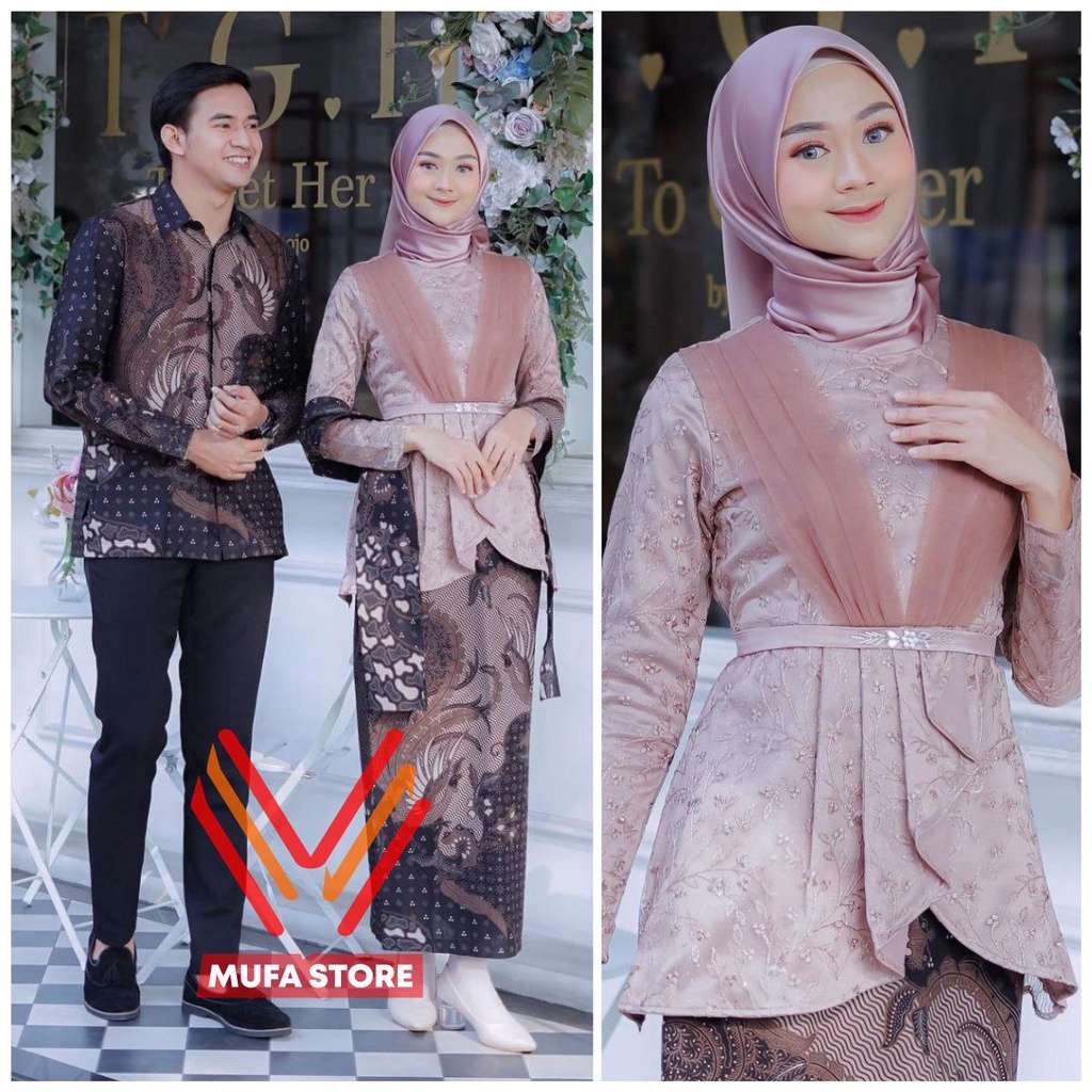 Batik Couple Kebaya Modern Kebaya Wisuda Tunangan Lamaran Baju Kondangan Terbaru 2022