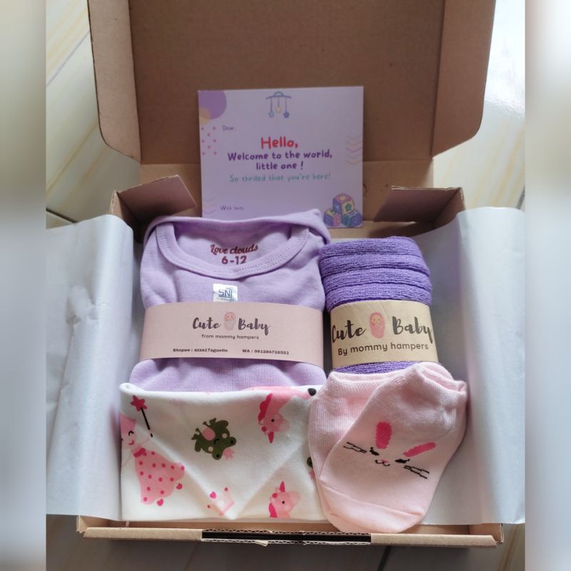 Termurah Paket Hampers Bayi / Hampers Baby / Parcel Baby / kado lahiran by cute baby-Paket purple hemat