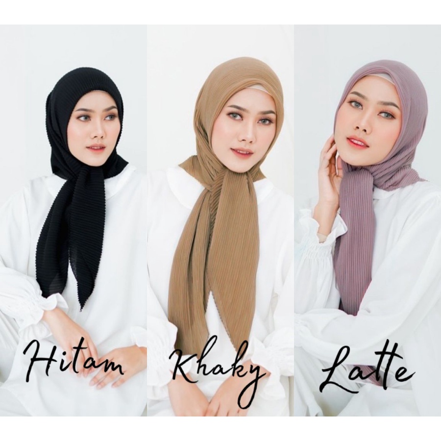 Hijab Segiempat Bella Plisket Lidi - Kerudung segi empat plisket