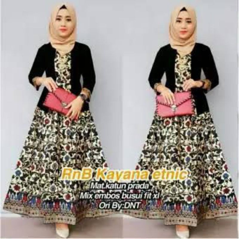 Setelan RnB KAYANA ETNIK KEBAYA BATIK WARNA HITAM HIJAU TOSCA NAVI SIMPEL ROK KLOK LEBAR busui