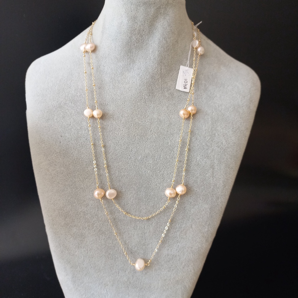 Kalung Panjang Mutiara/ Kalung 2 Layer/ Susun Cocok untuk kalung hijab (MT01)
