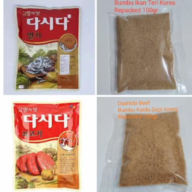 

KEMASAN REPACKED 100gr Dashida Sogogi Bumbu Sapi - Dashida Anchovy Bumbu Ikan Teri Korea 100gr