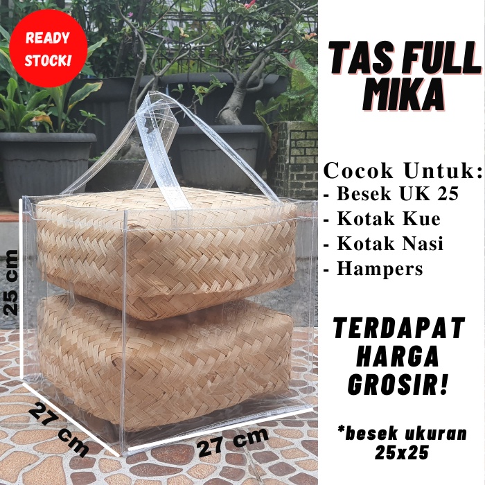 

Tas mika 27x27x25 cm, Goodiebag Kotak Nasi Besek, Tas transparant, Tas mika polos, Tas kotak kue