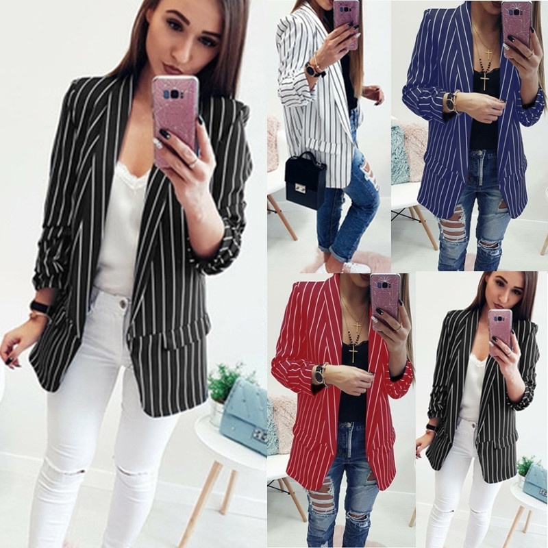 striped long blazer