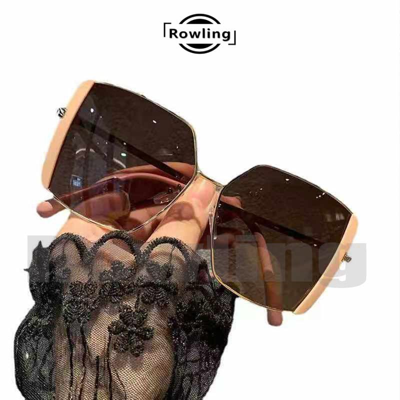 (Rowling)Kacamata Hitam  Sunglasses Terbaru Bingkai Logam Oversized Titanium Import Kacamata Fashion-Ka-90 Pink