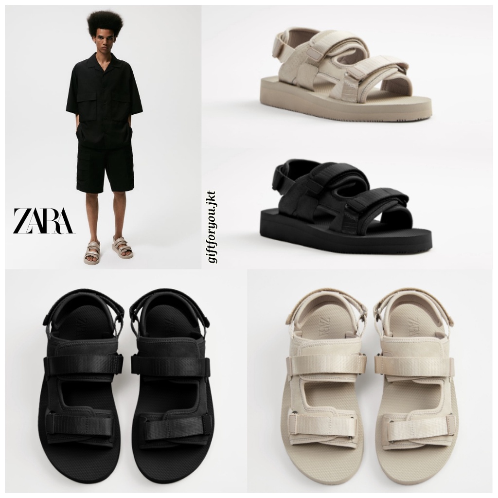 Zara Sepatu Sandal Pria Original Technical Chunky Sole Sandals Gunung Cowok