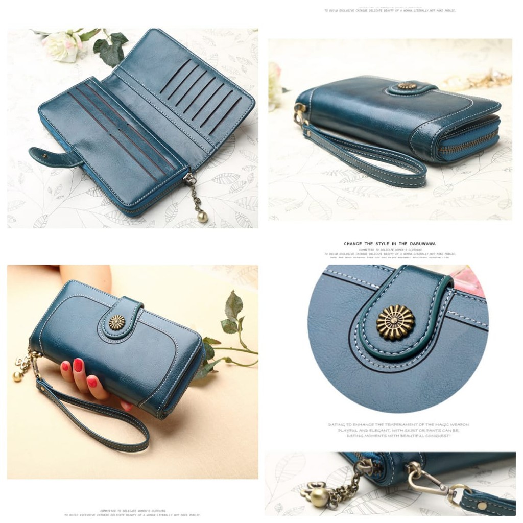 DOMPET KULIT PANJANG WANITA MARIN PREMIUM PESTA MEWAH FASHION KOREA IMPORT BRANDED ASLI TALI MURAH