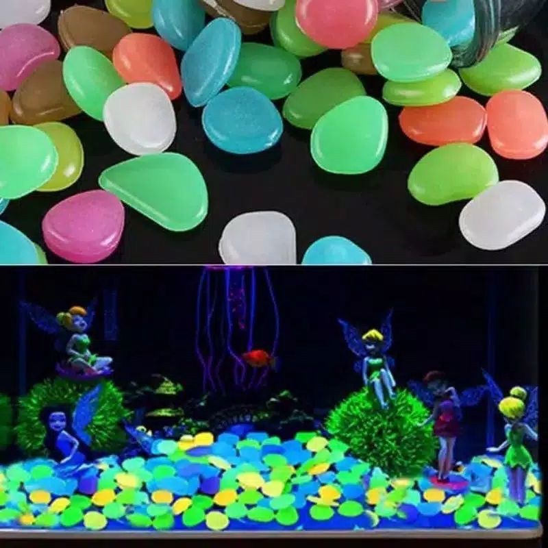 Batu Aquarium 100 pcs | Stone Hiasan Aksesoris Akuarium Import Taiwan Warna Warni Hitam Putih Menyal