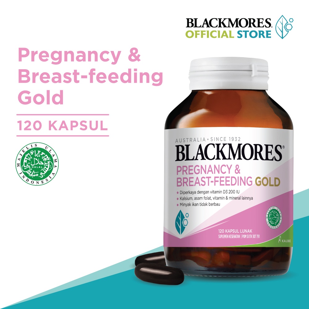 Blackmores Pregnancy & Breast - Feeding Gold 2 Kapsul Sehari Mengandung Asam Folat, Vitamin & Minera