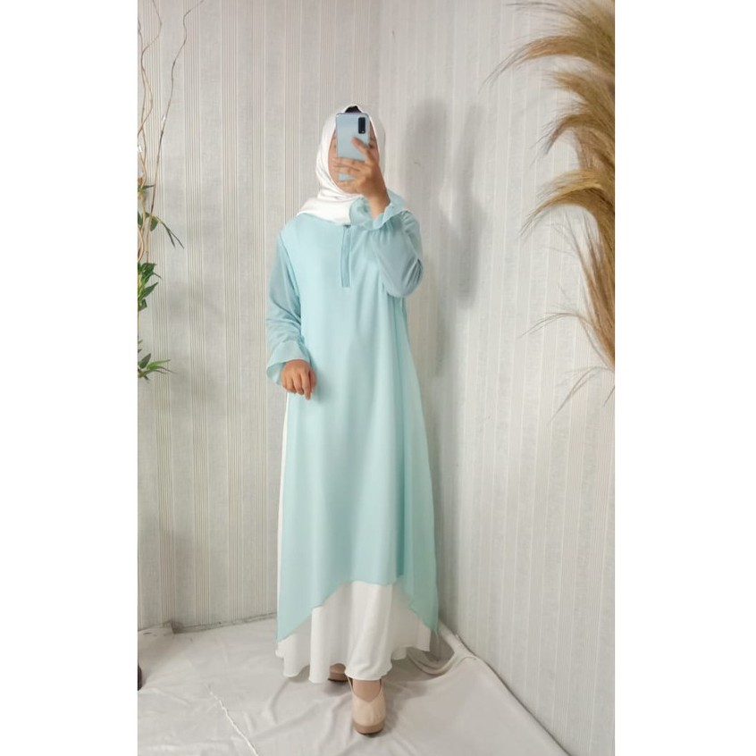 Dress haliza bahan syakila mix ceruty babydoll model stelan hits terbaru masa kini