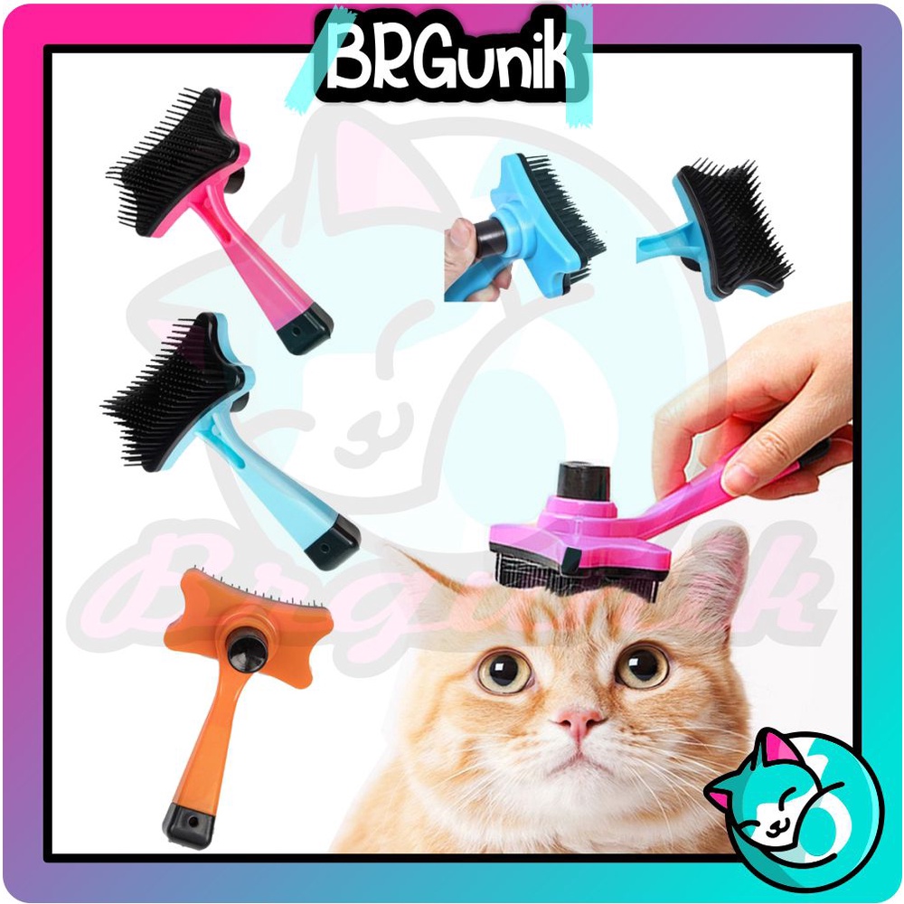 BRGUNIK Sisir Grooming Brush Anjing Kucing Kelinci Self Quick Cleaning Tombol R752