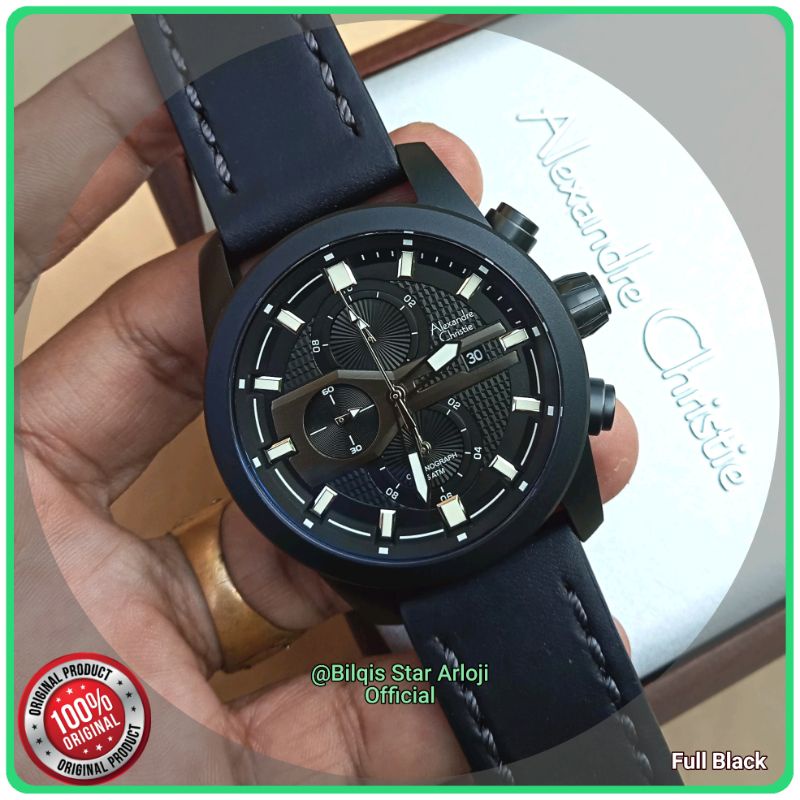 Alexandre Christie Pria Ac 6270 Mc Tali Kulit Hitam Original
