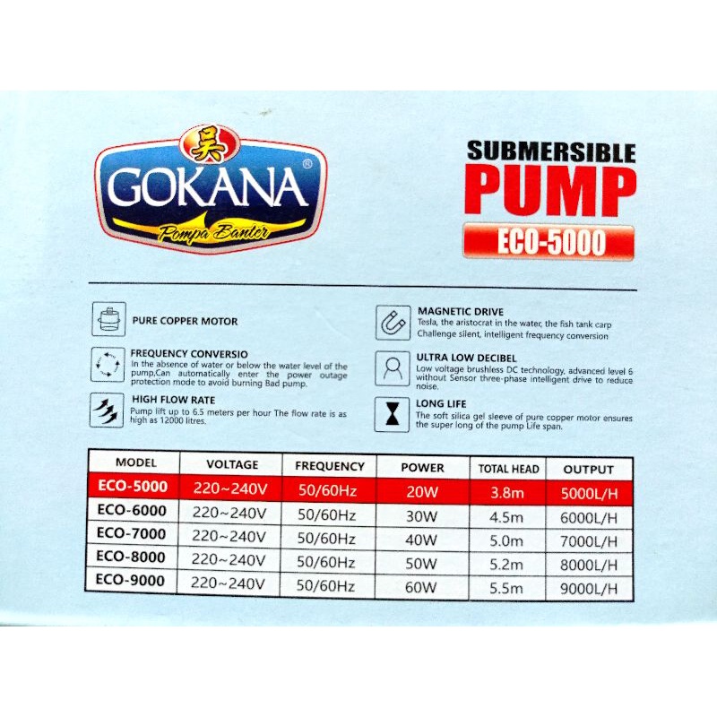 POMPA KOLAM SUBMERSIBLE PUMP GOKANA ECO 5000