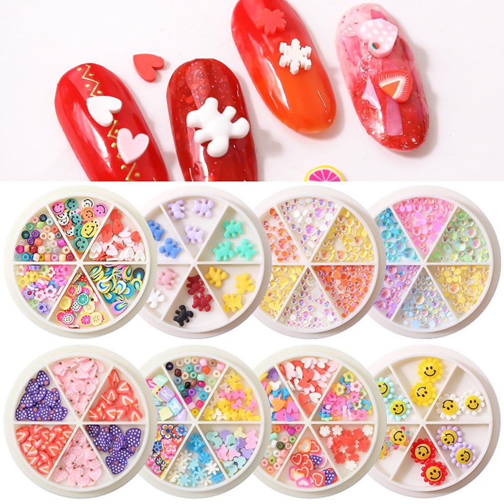 Agustina Dekorasi Nail Art Fashion Kartun Cinta Hati Bunga Matahari Permen Manik-Manik Beruang Perhiasan Nail Art DIY