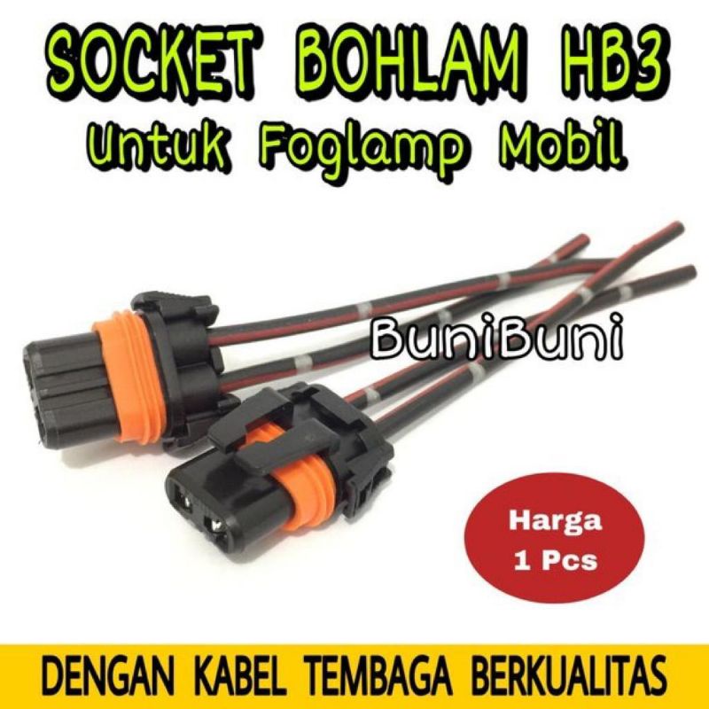 Socket / Soket Lampu HB3 / 9005 &amp; HB4 / 9006 Untuk Lampu Kabut Foglamp Mobil Dengan Kabel Tembaga