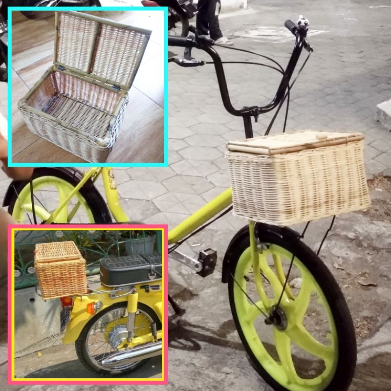 Keranjang Sepeda Rotan / Keranjang Honda C70 C50 C90 Astrea / Keranjang Rottan Tutup