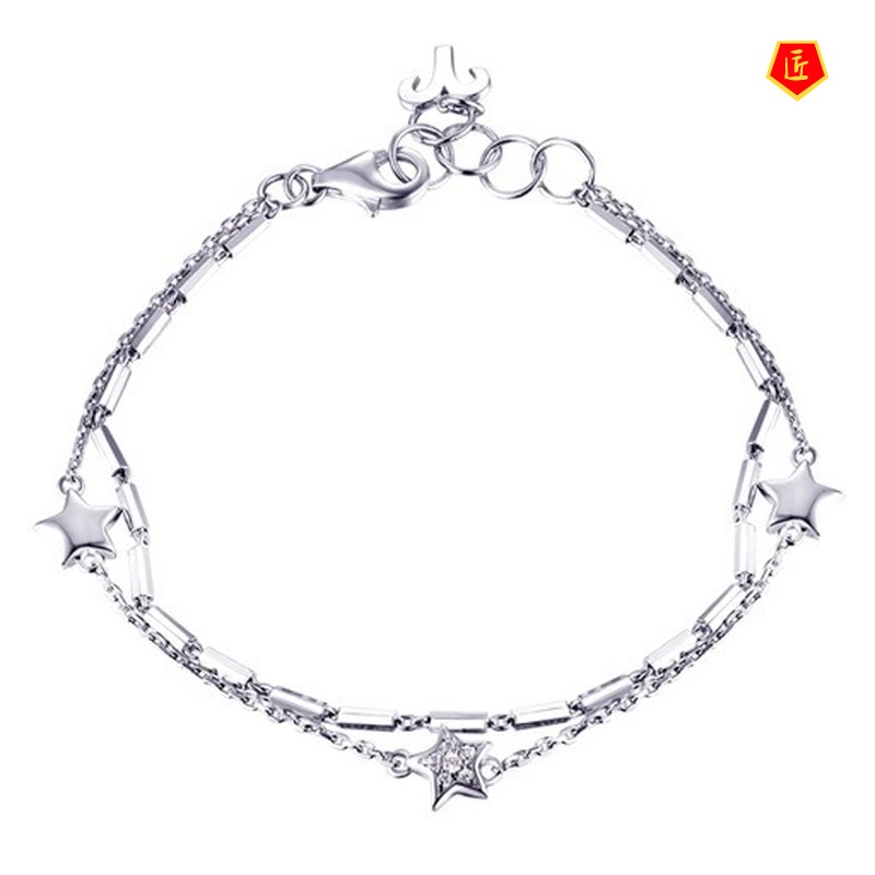 [Ready Stock]Women's Fashion Sweet Five-Pointed Star Silver Bracelet