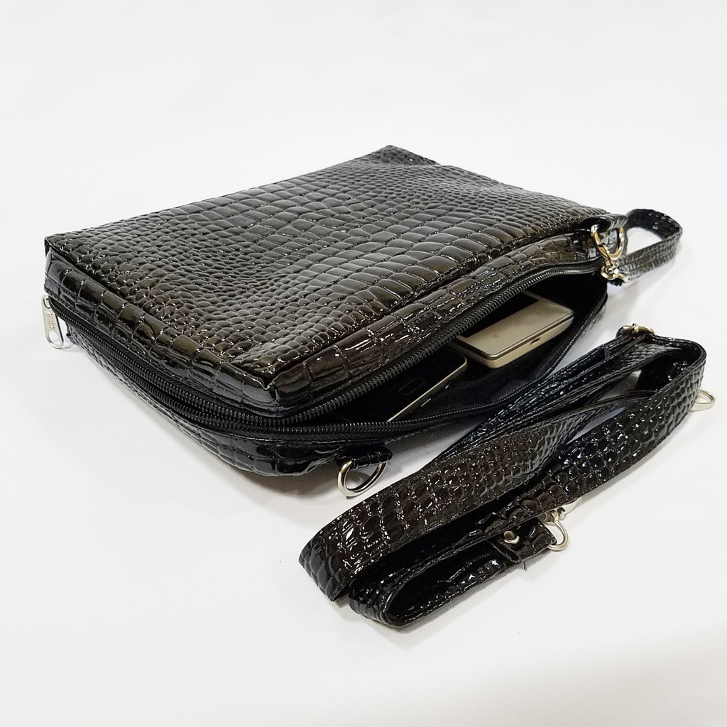 Exclusive Black Croco Tas Dompet Wanita Multifungsi / Tas Clucth Pesta Cantik / Hand Bag HPO