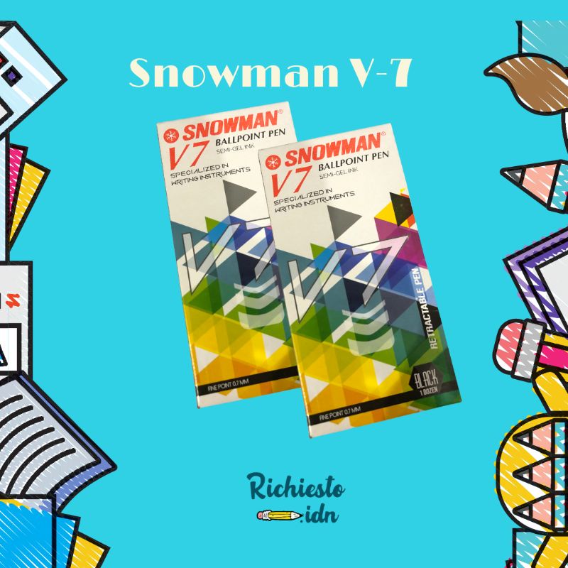 

(PERLUSIN)Pulpen Snowman V-7 Hitam 0.7mm