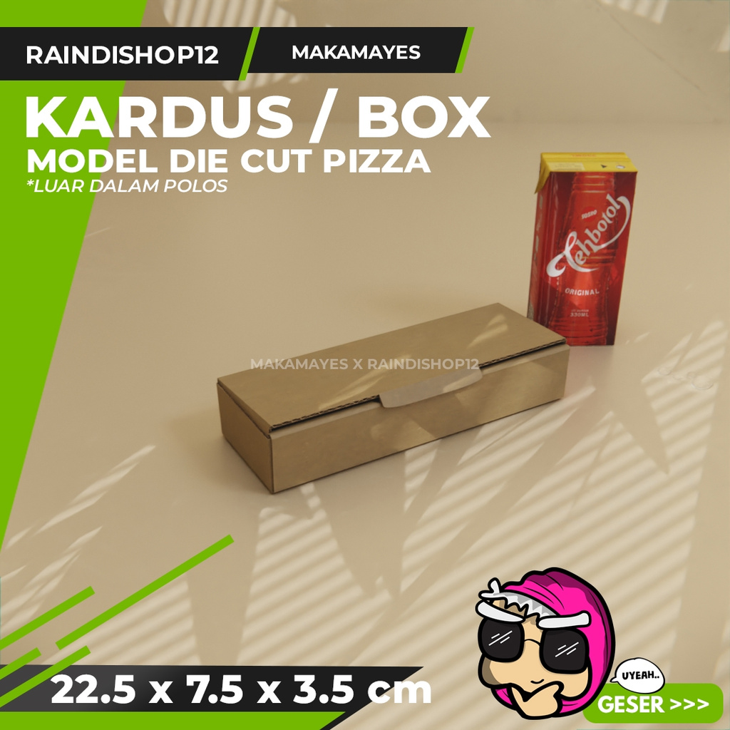 

(MIN 10 PCS) BOX 22.5 X 7.5 X 3.5 CM KARDUS DIE CUT PIZZA KEMASAN PACKAGING KADO