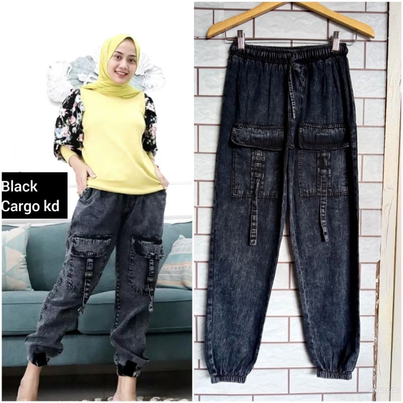 JUMBO STANDAR celana jogger cargo jeans saku kantong depan wanita dewasa