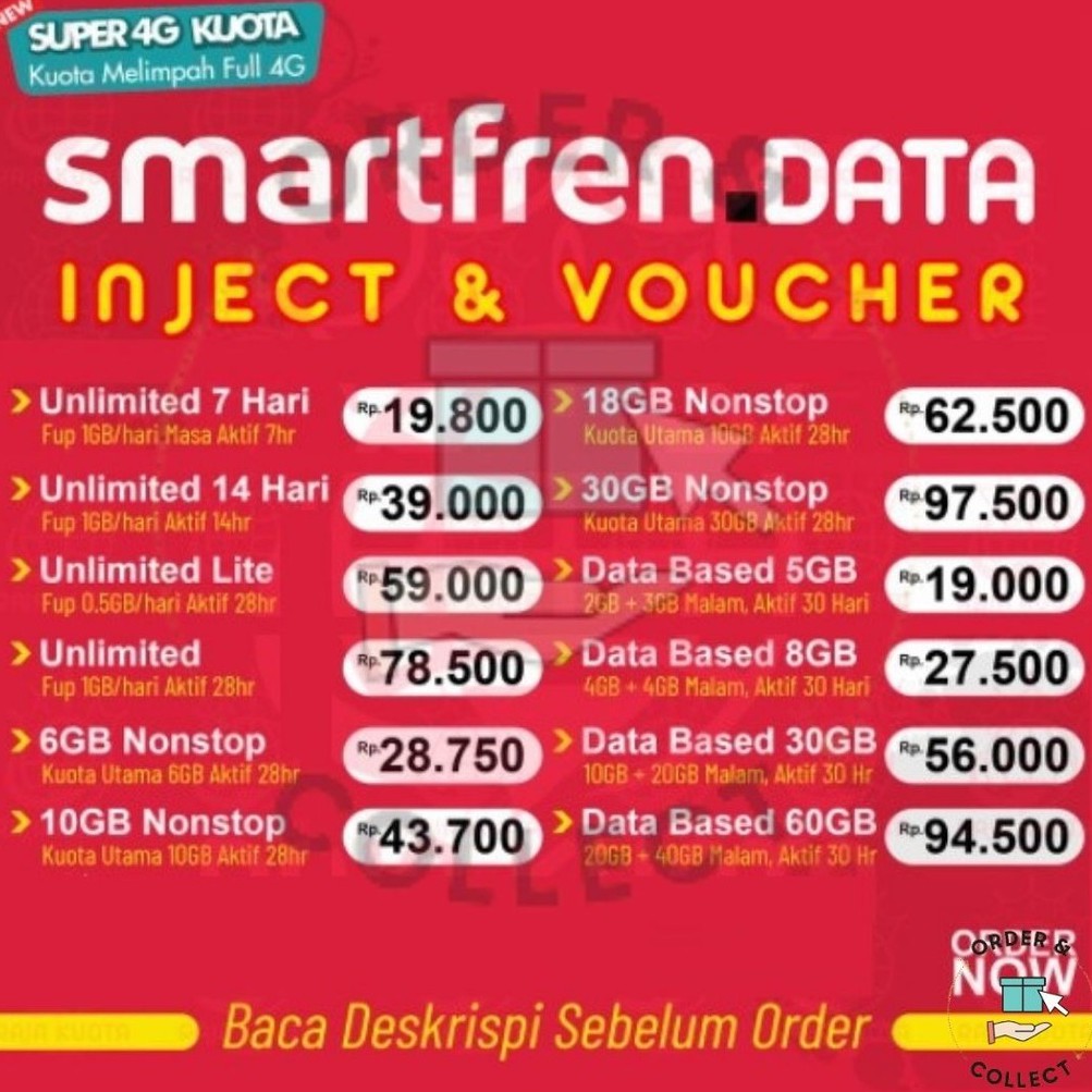 Voucher Smartfren Kuota Smartfren Unlimited Murah 10GB 16GB 30GB 60GB Data Smartfren NON STOP Proses
