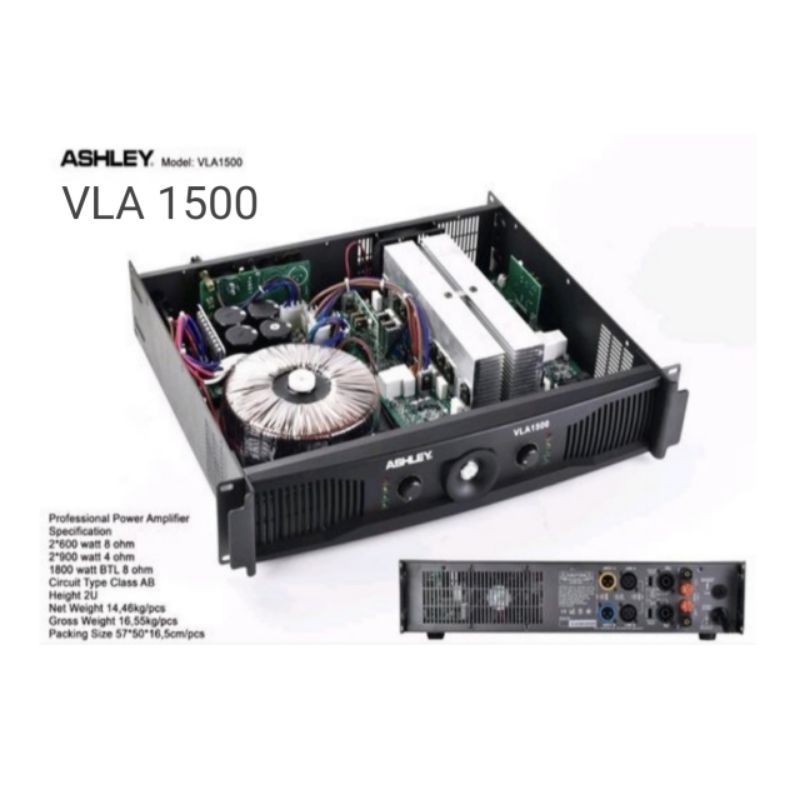Power Ampli Ashley VLA-1500, Power profesional 2x600 Watt, garansi resmi 1 tahun