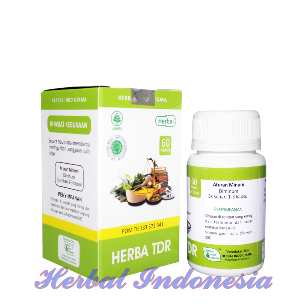 Kapsul Herbal TDR HIU Isi 60 - Membantu mengobati susah tidur, insomnia - HERBATDR