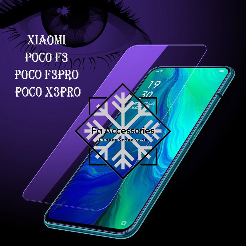 FA Tempered glass blue Xiaomi POCO F3 F3PRO X3 X3PRO F4 F4GT GT PRO antiradiasi blue light screen protector