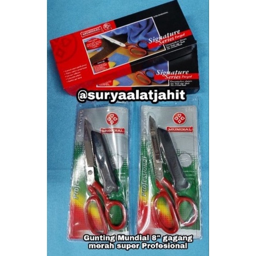 Gunting Mundial 8in gagang merah super Profesional =rp.385.000/1pcs