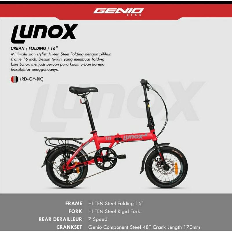 PROMO GRATIS ONGKIR Sepeda Lipat GENIO LUNOX