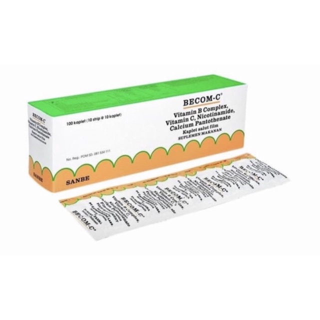 Becom C ( per strip ) Vit C 500 mg &amp; B komplek