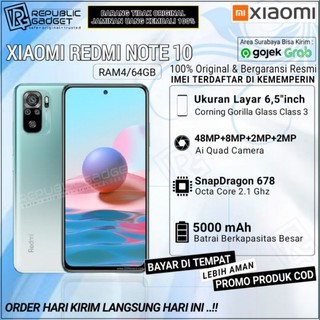 xiaomi redmi note 10 ram464gb new segel 100 original garansi resmi tam