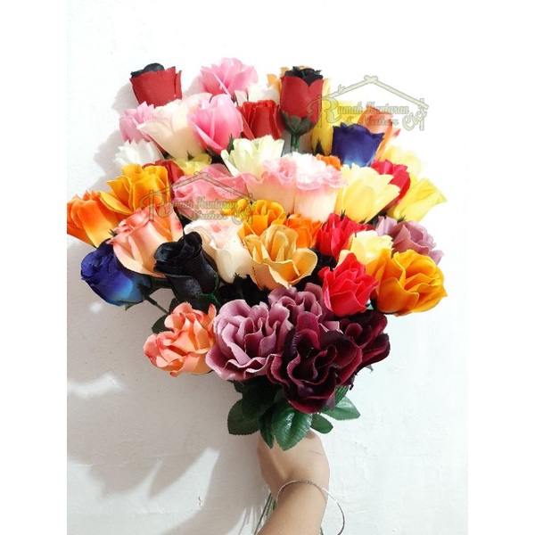 1tangkai bunga mawar plastik/bunga mawar artificial/bunga mawar satuan