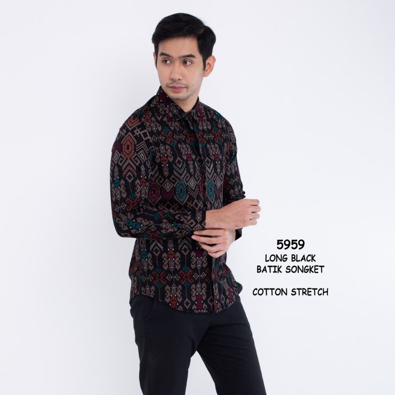 Baju Kemeja Batik Pria Lengan Panjang motif Songket