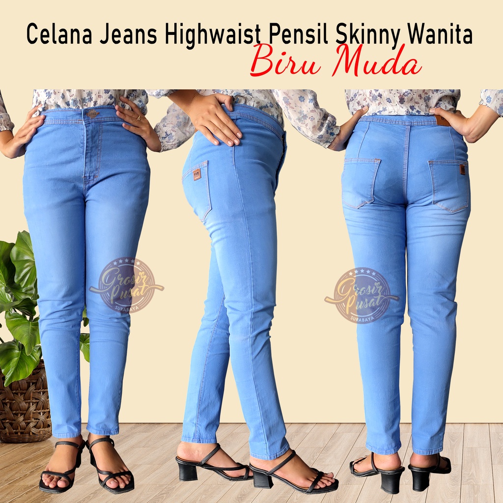 Celana Jeans HW Highwaist Haiwes Pensil Skinny Wanita