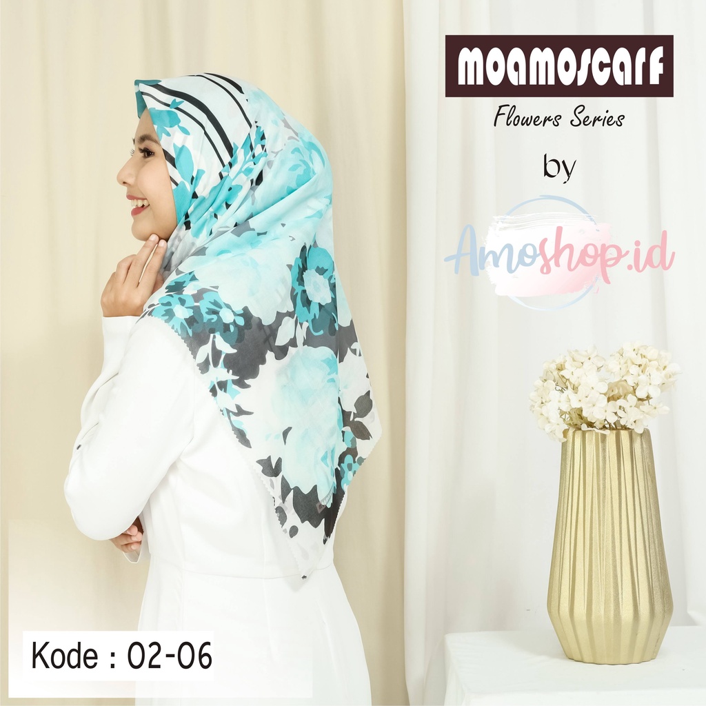 Hijab Segi Empat Murah Motif Digital Print Voal Premium Scarf Flower Series