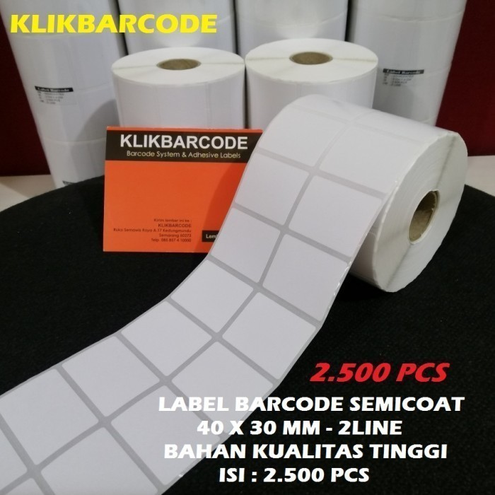

PROMO READY STOCK KERTAS STICKER LABEL BARCODE SEMICOATED UK 40 X 30 2 LINE MURAH