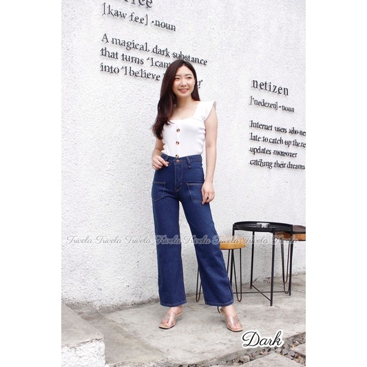 TRIVELA - Celana Boyfriend Belah / Pocket Boyfriend / Boyfriend Jeans Kantong Belah / Zoya