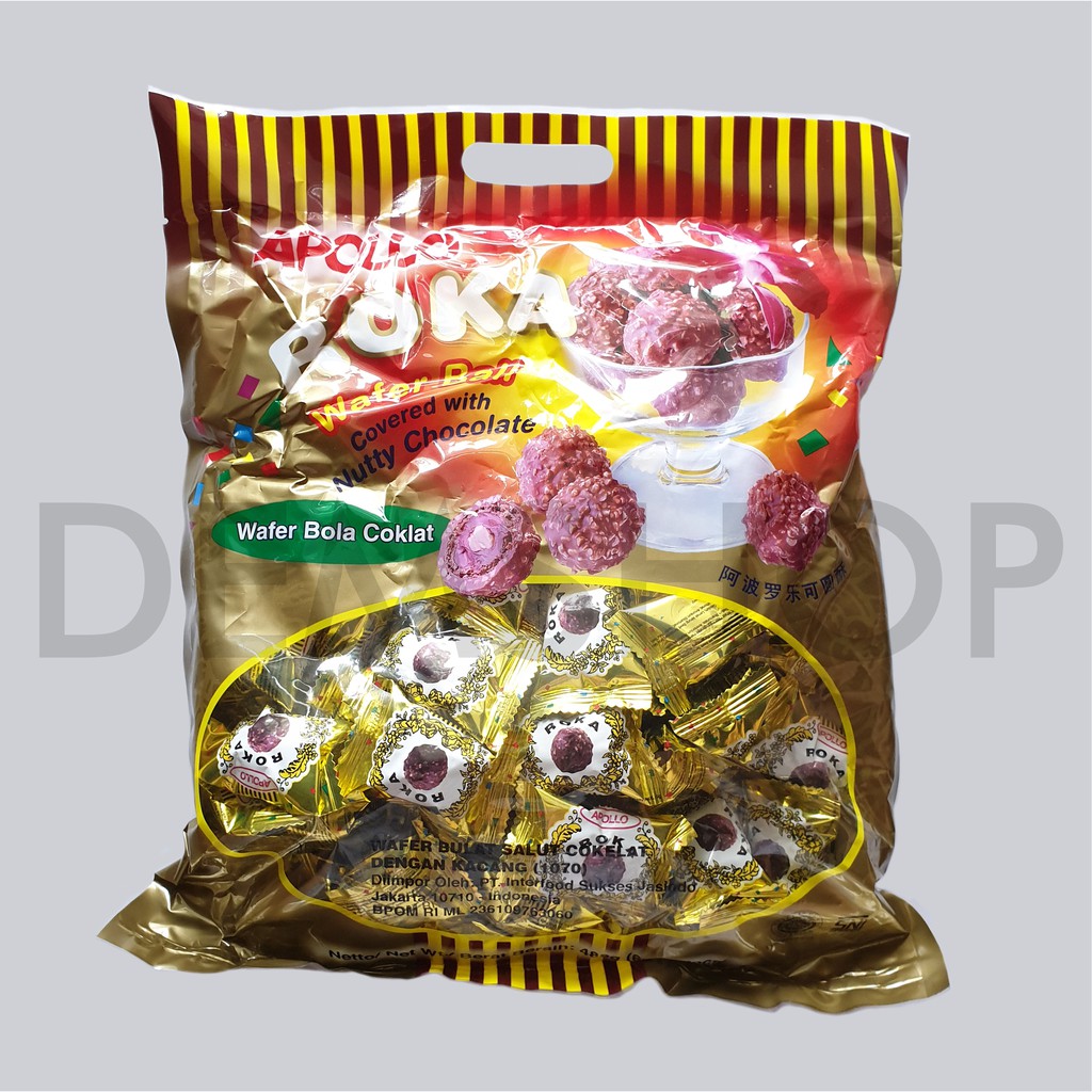 

APOLLO ROKA wafer ball coklat chocolate refill 420GR 70 pcs (bola cokelat)