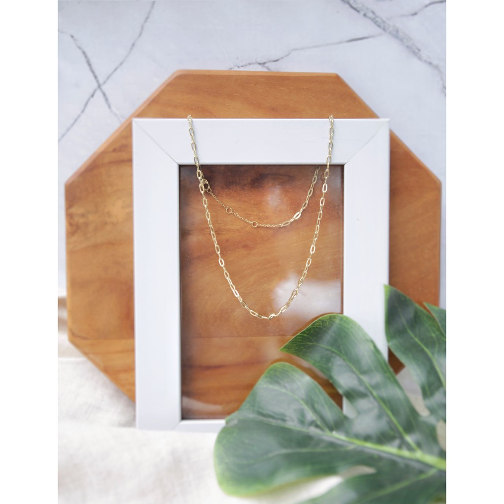 Tiny Chain Necklace Kalung Choker Stainless Steel Gold Plated 14K