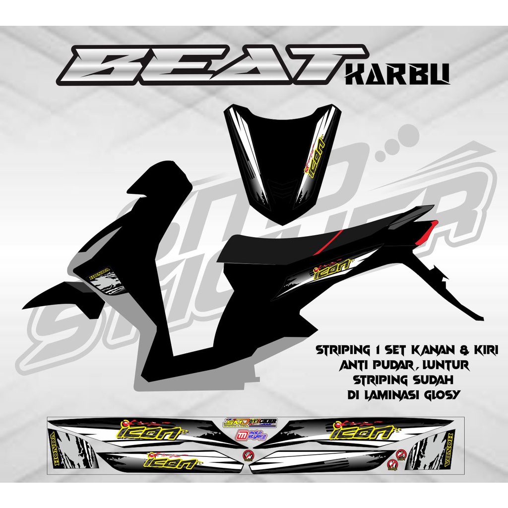 STRIPING STICKER VARIASI MOTOR BEAT KARBU ICON SPOT
