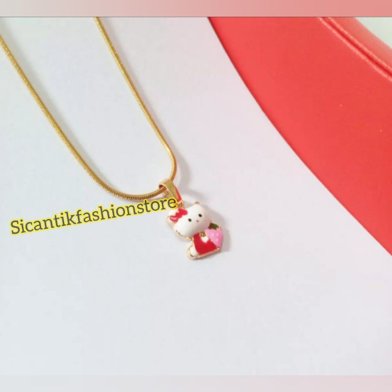 Kalung Titanium anak-anak hello Kitty Kalung anak-anak stoberi Kalung Titanium anak Terlaris lucu
