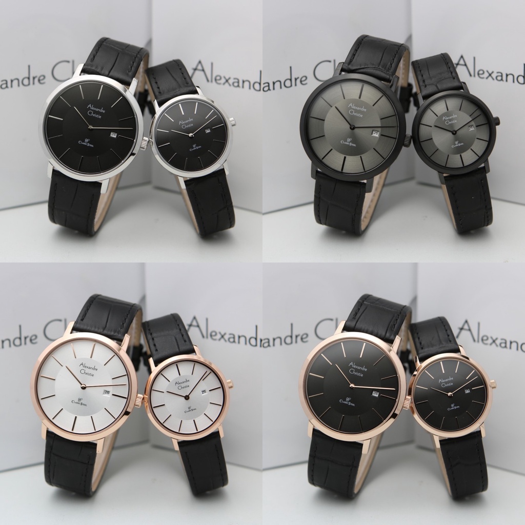 JAM TANGAN ALEXANDRE CHRISTIE COUPLE (PRIA/WANITA) AC 8599 KULIT ORIGINAL
