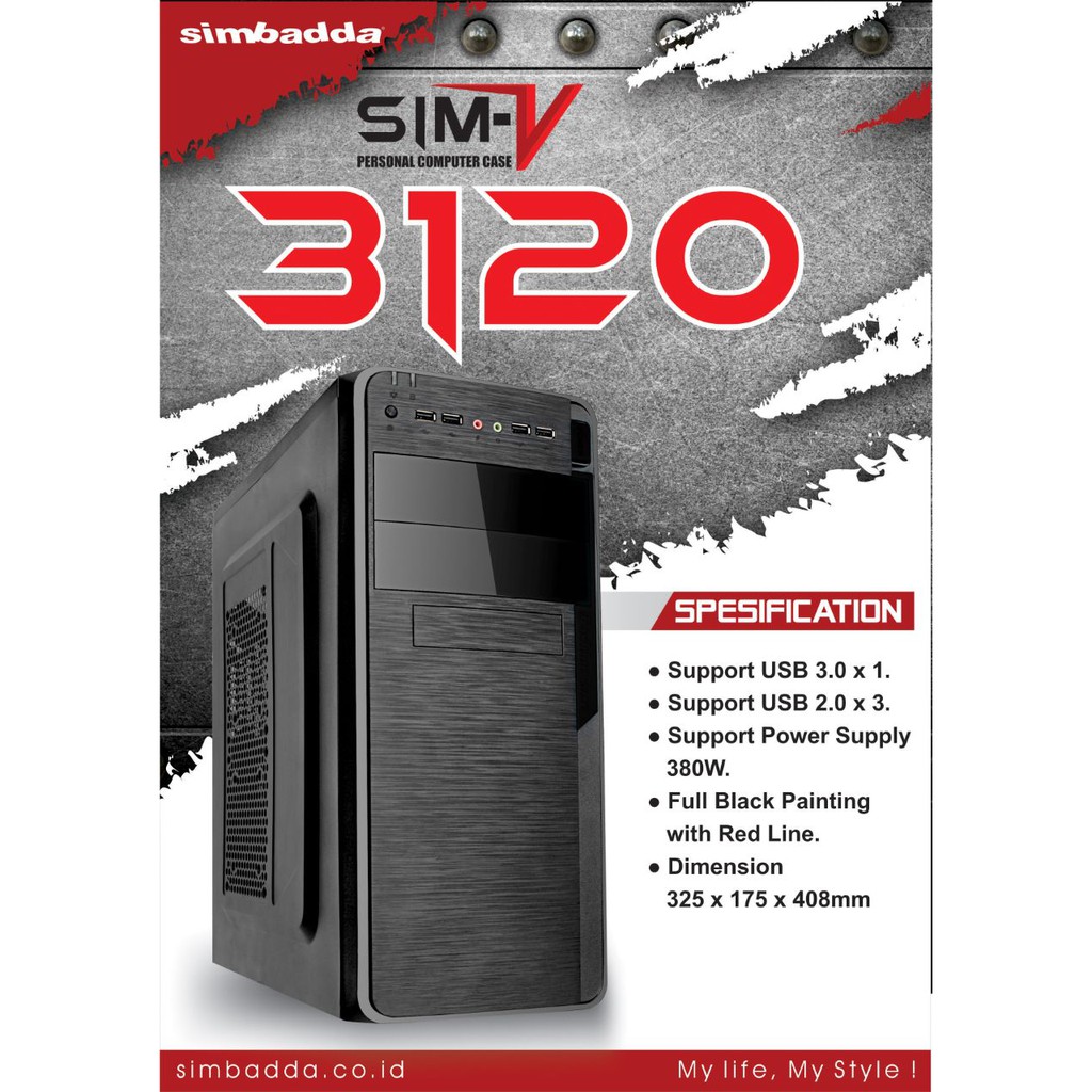 CASING COMPUTER SIMBADDA SIM V-3120 + PSU 380 Watt