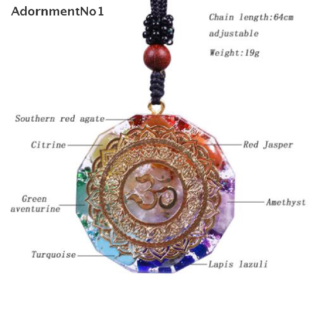 (AdornmentNo1) Orgonite Kalung Tali Dengan Liontin Batu Chakra Om Untuk Meditasi Energi / Penyembuhan Handmade