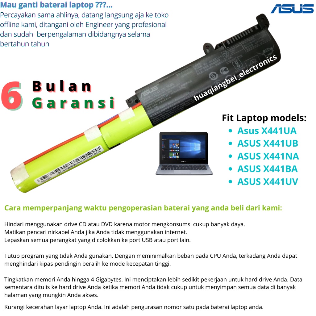 Baterai laptop Asus X441UA X441UV X441UB X441NA X441BA High Quality Laptop battery
