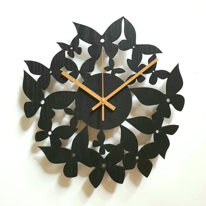 Jam Dinding Unik Artistik - PAPPILON Wall Clock - Hitam