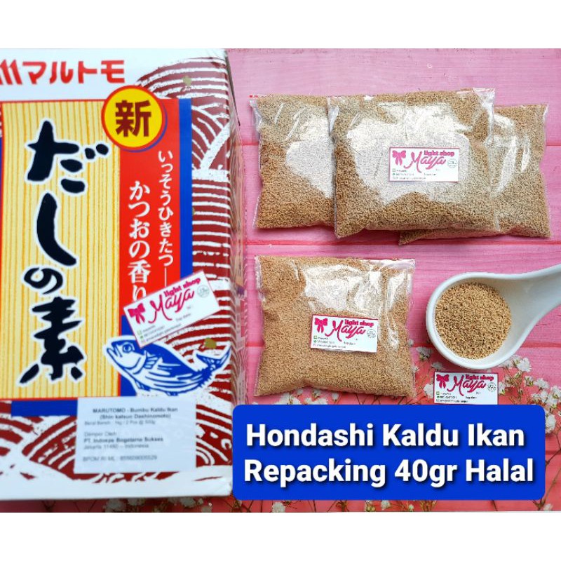 Hondashi kaldu ikan 40gr marutomo dashi dashinomoto bubuk ikan non msg bumbu miso soup sup rumput laut halal bumbu penyedap ikan cakalang bonito katsuo bubuk