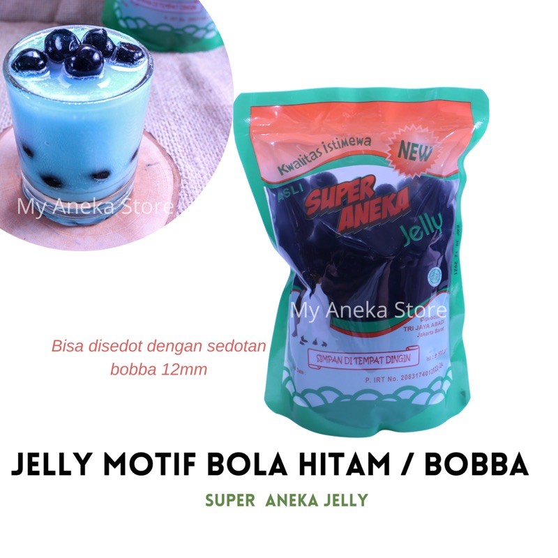 

jelly motif BOLA HITAM / BOBBA “super aneka jelly” / bobba /bubble jelly/ jelly pelangi